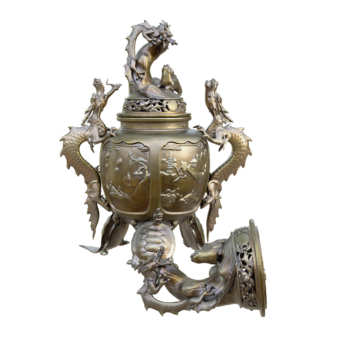 Antique dragon incense burner