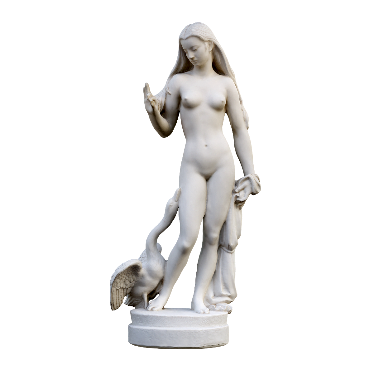 Greek woman and swan alabaster statue