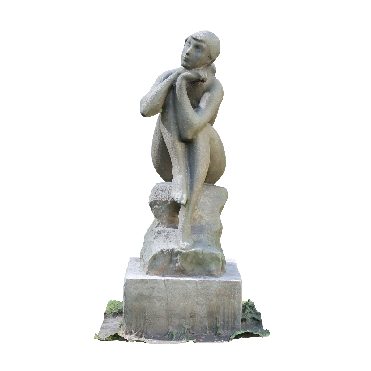Sitting stranger stone carving