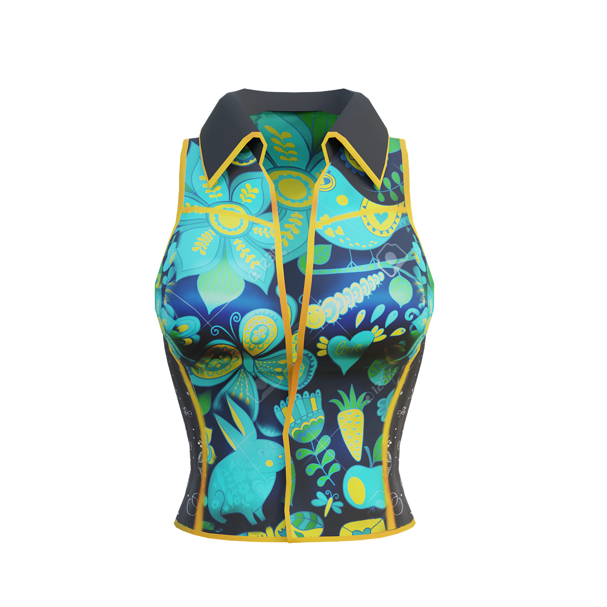 Women's sports vest-green pattern