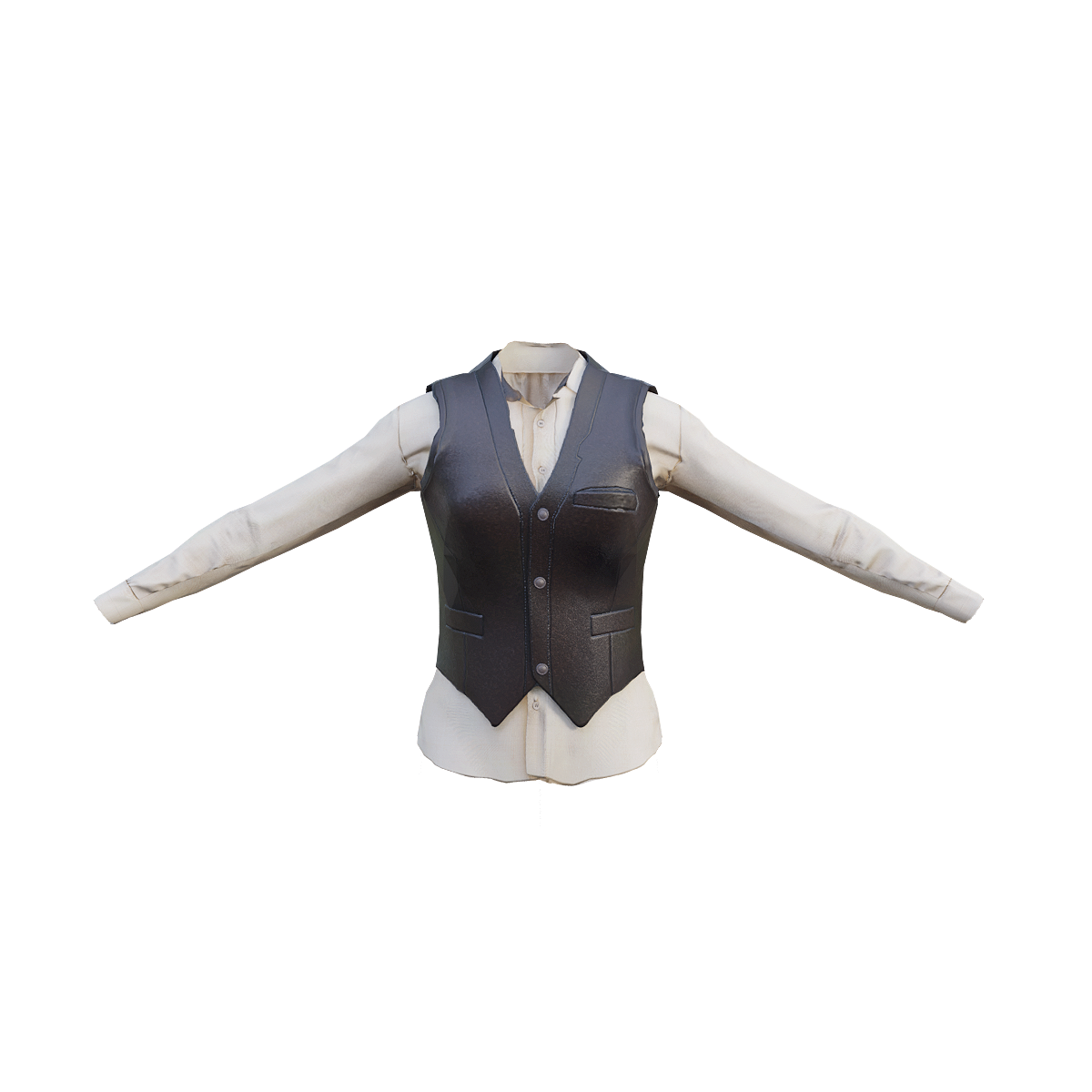 Leather Vest Long Shirt