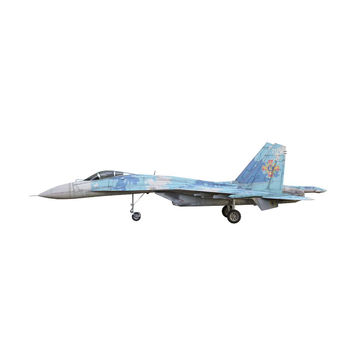 Soviet Su-27 "Flanker" heavy fighter (blue camouflage)