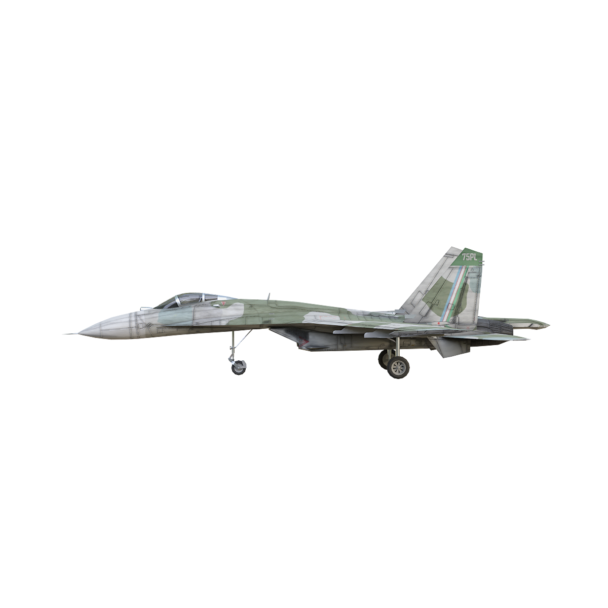 Soviet Su-27 "Flanker" heavy fighter (green camouflage)