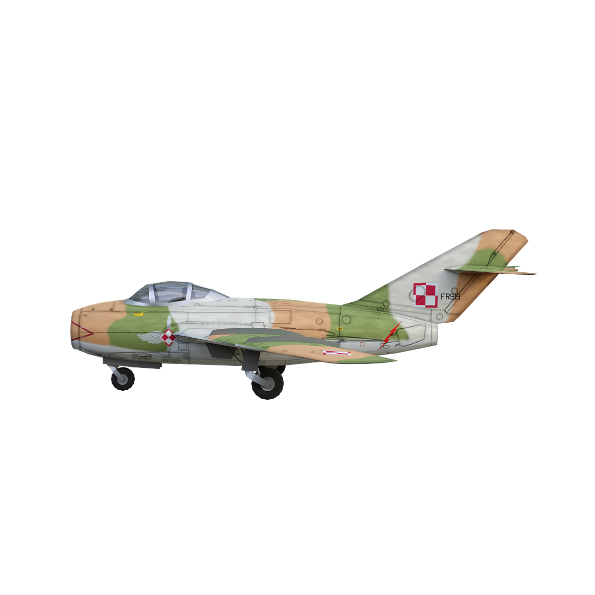Soviet MiG-15 "Fagot" high subsonic jet fighter (fan color)