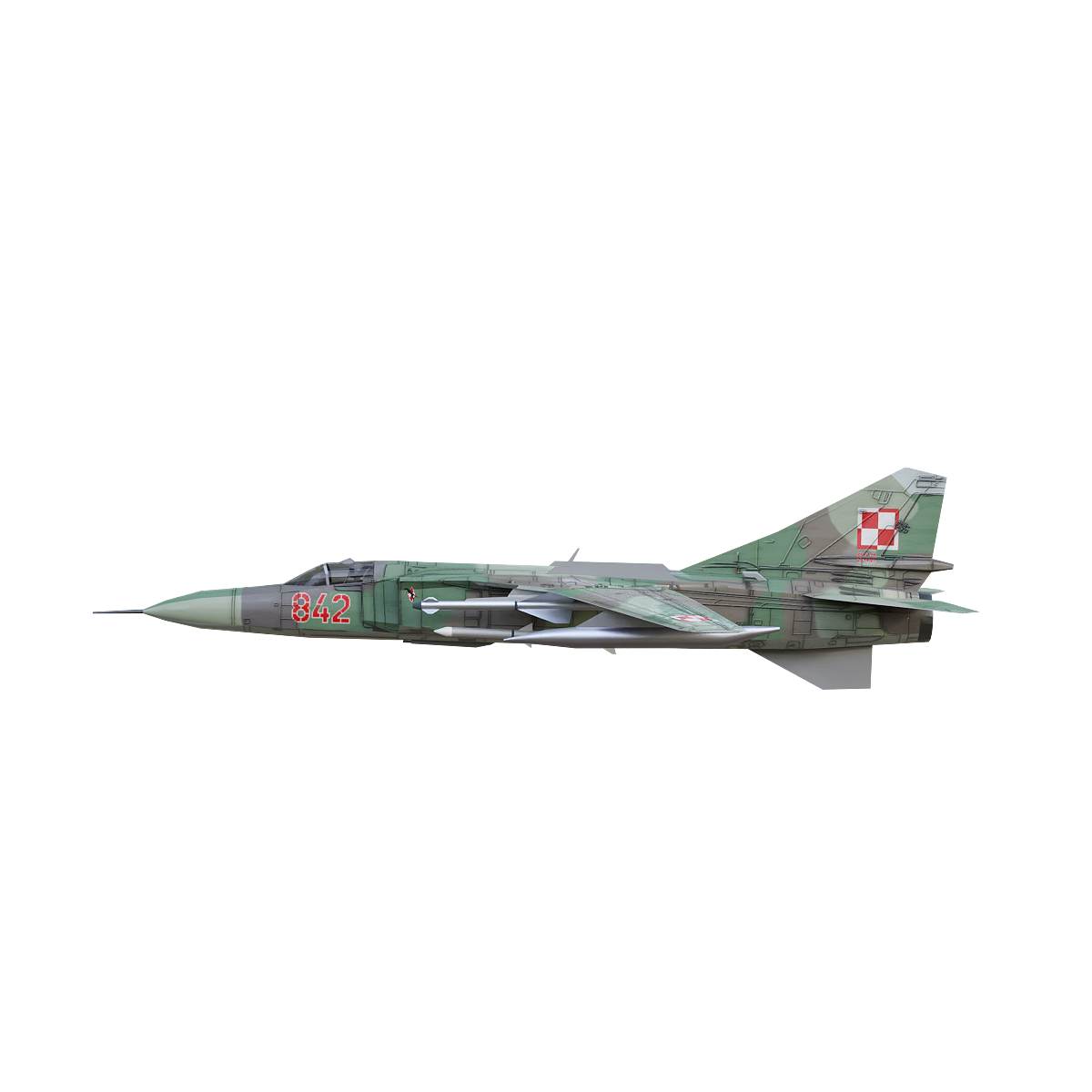 Soviet MiG-23 "Flogger" multi-role fighter (dark green fan color)