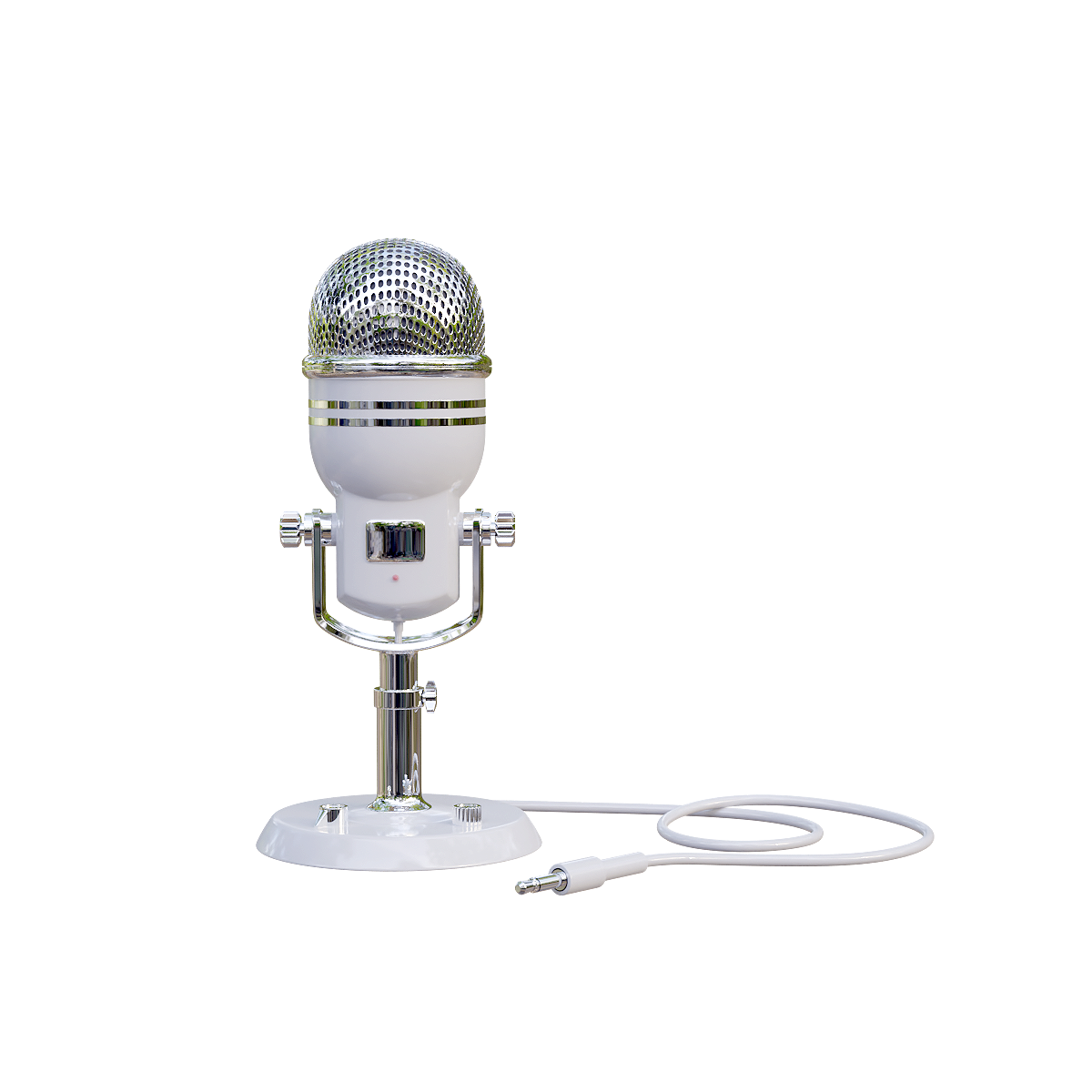 Silver white wired microphone