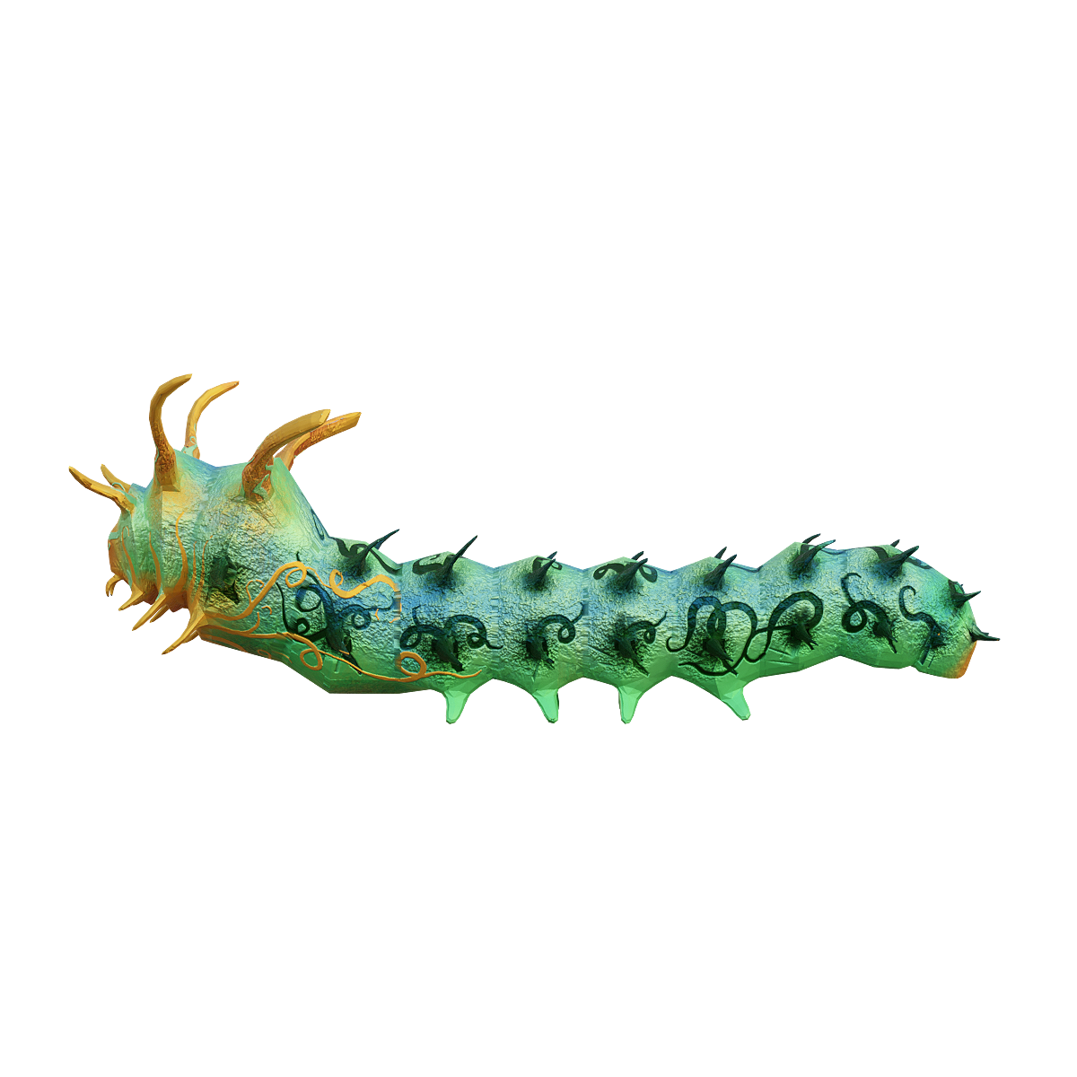 Pecan Horned Devil Caterpillar 3D Model Animation
