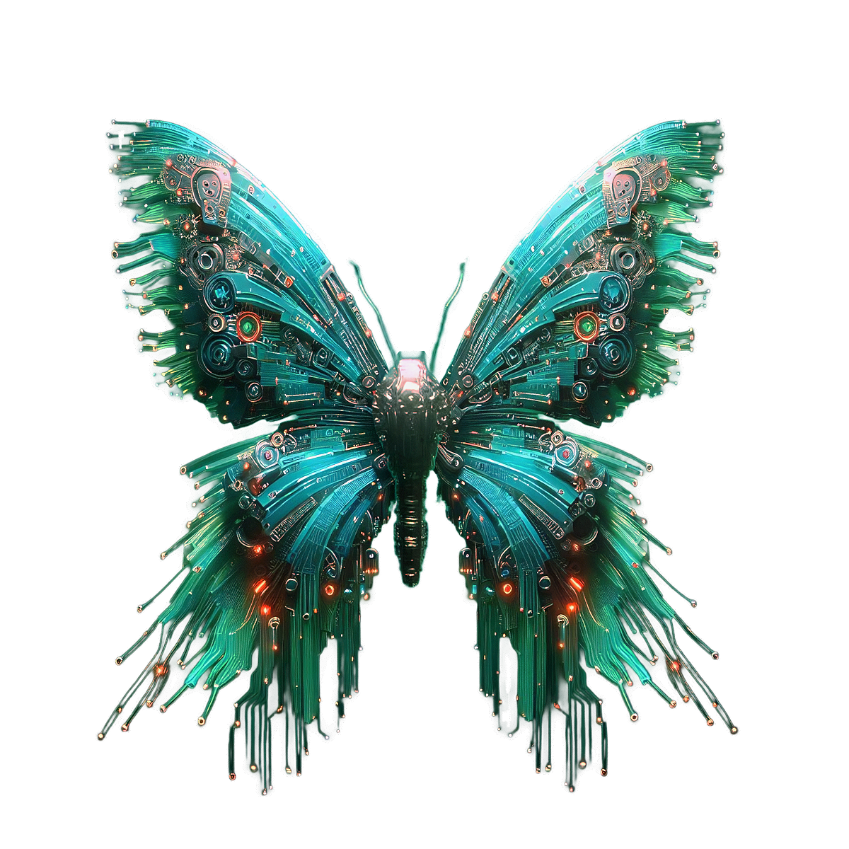 Sci-fi mechanical butterfly 3D model animation