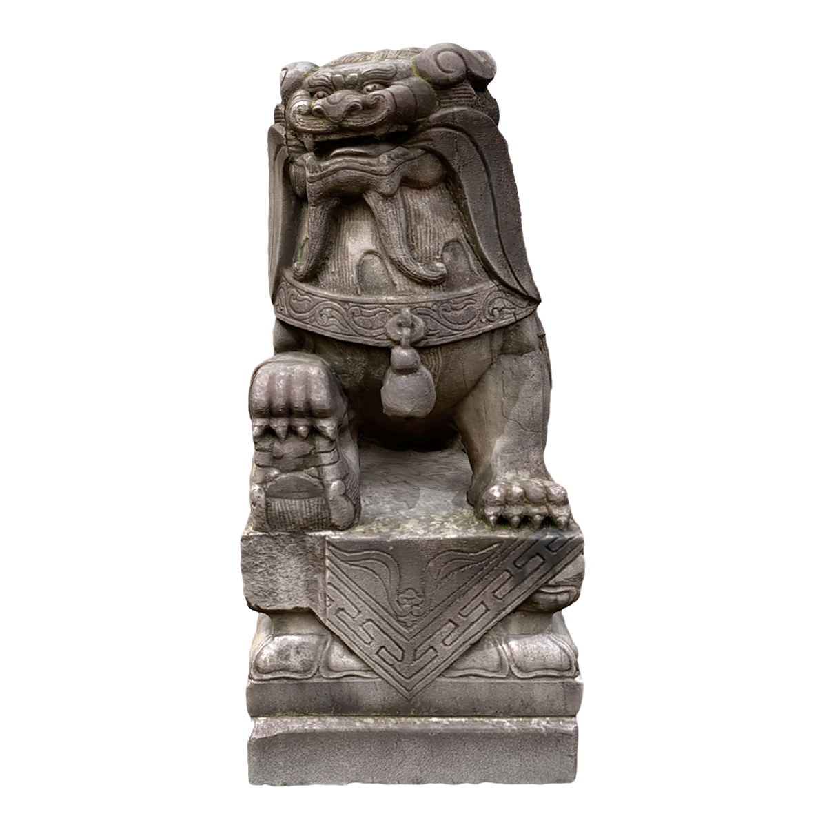 Marble stone lion in front of the town house