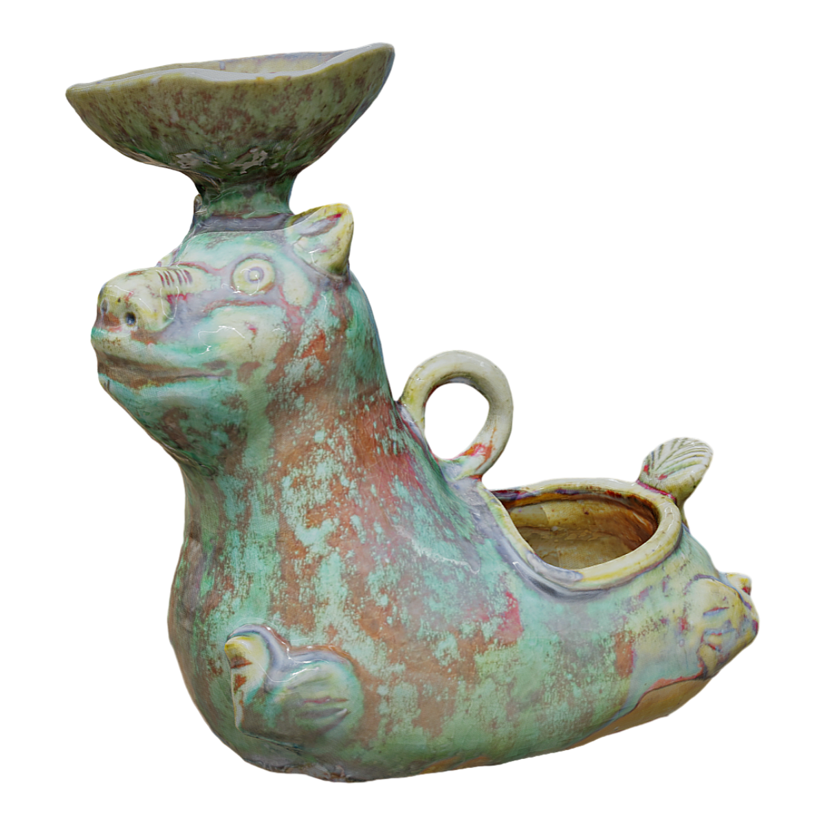 Changsha Kiln Lion Candlestick "created by Hu Wuqiang