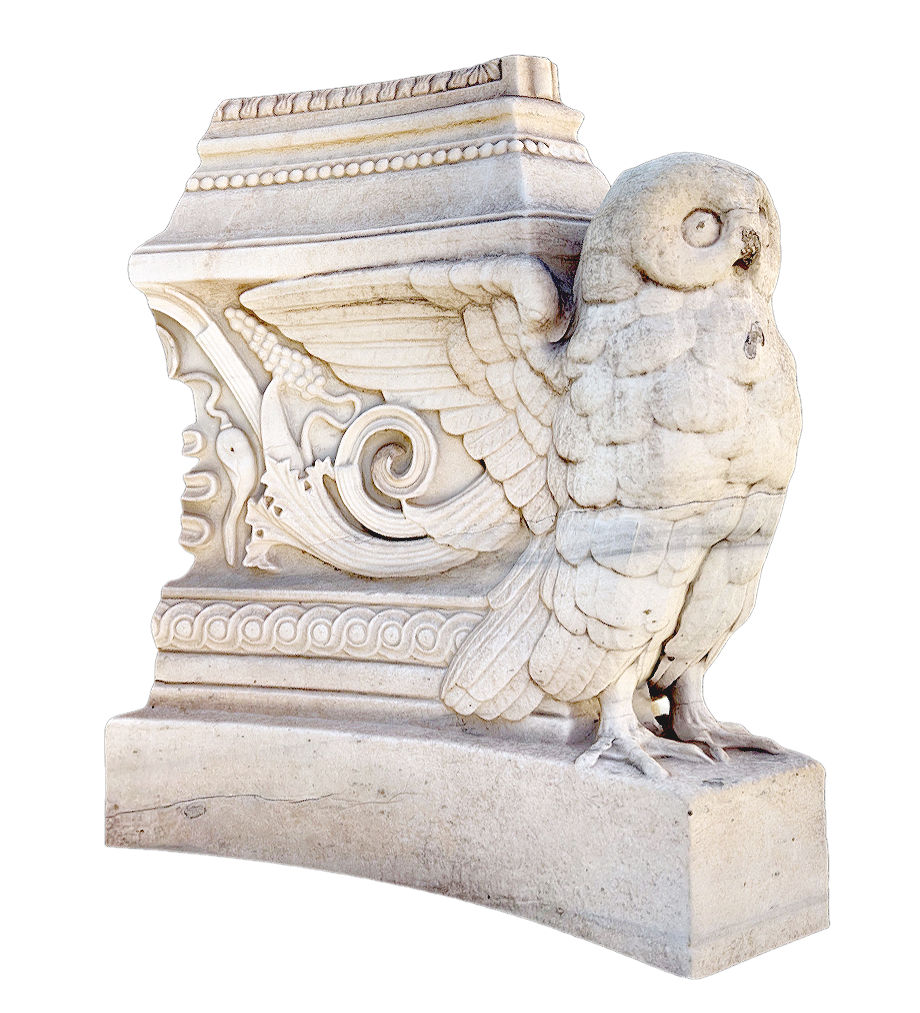The owl statue at the National Library of Greece