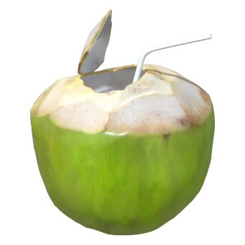 Cut open coconut green