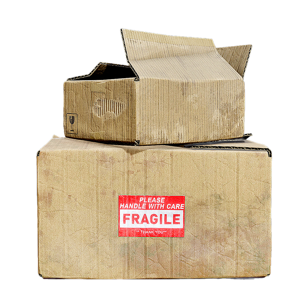 A stack of cardboard boxes