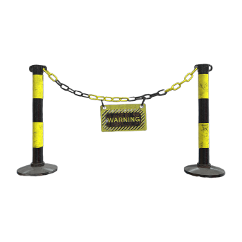Yellow safety iron chain fence pole