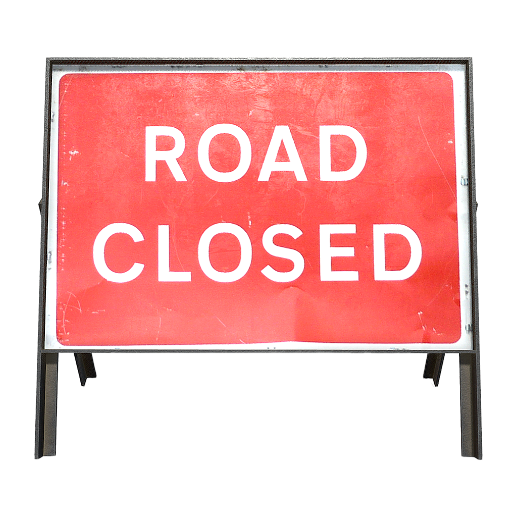 Road closure signs