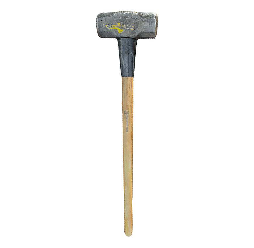 3D model of wooden handle round headed hammer