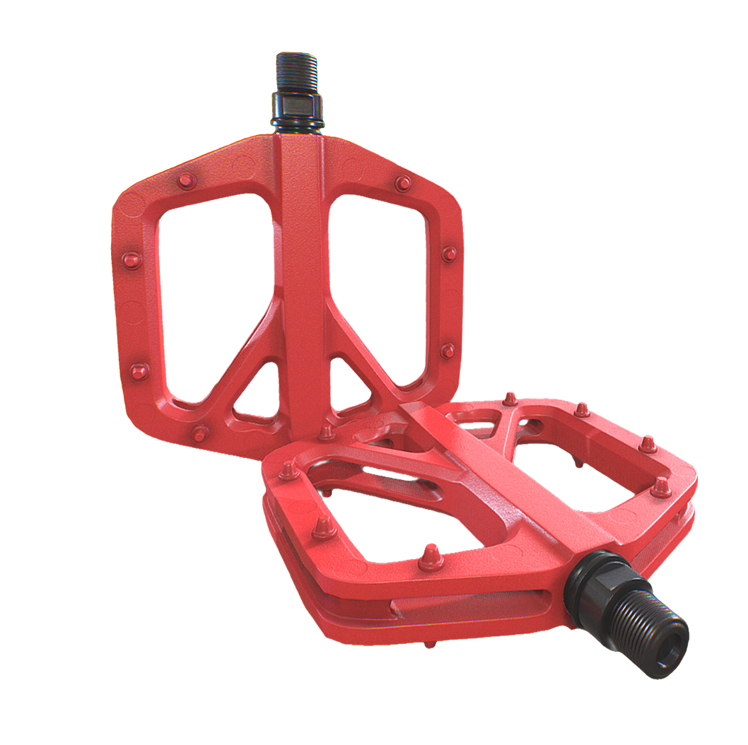 Red bicycle pedals