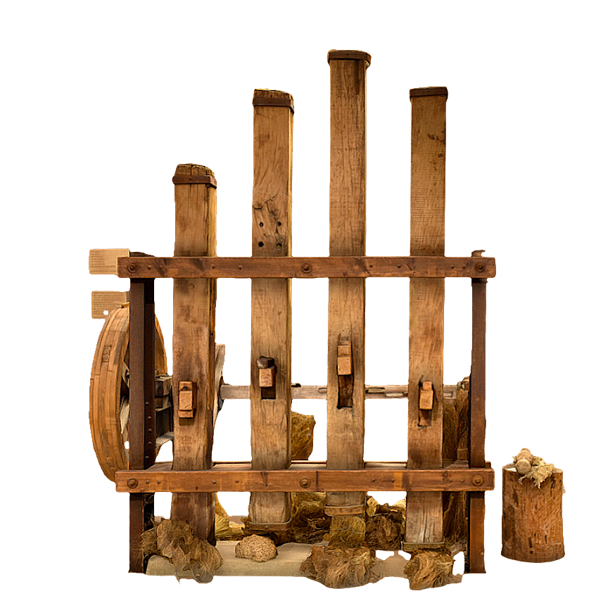 Old style rope weaving machine (with weaving animation)