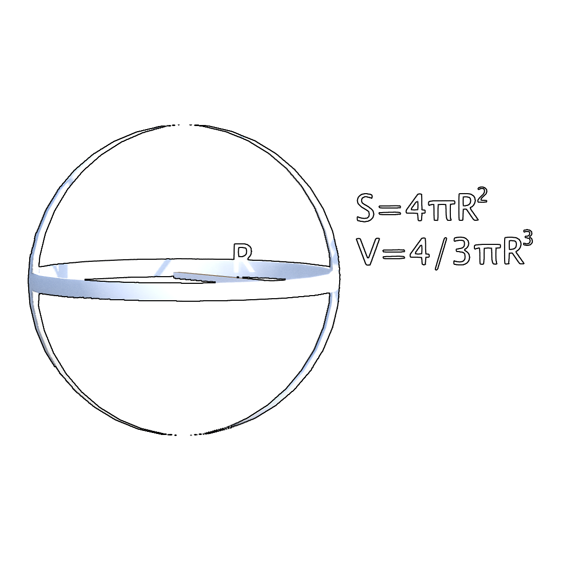 Formula for calculating the volume of a ball (3D schematic diagram of the calculation formula)