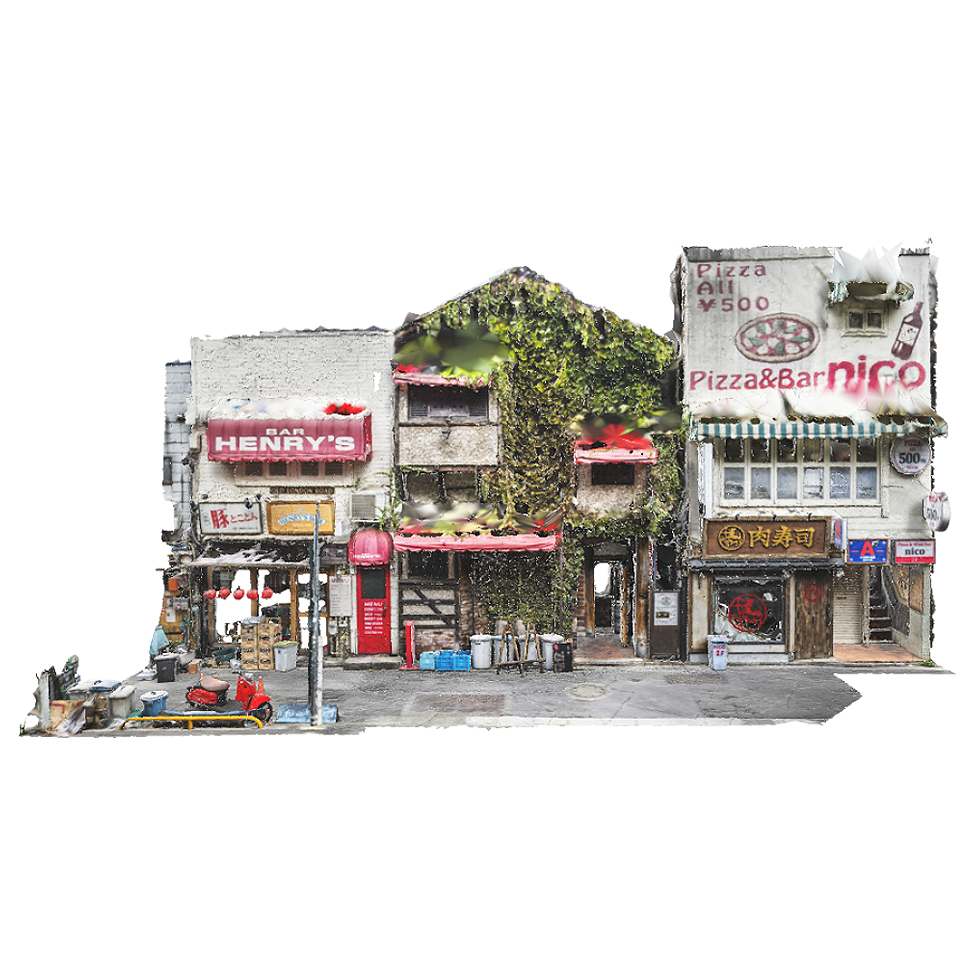 Three restaurants in Shinjuku (3D scanned street view)