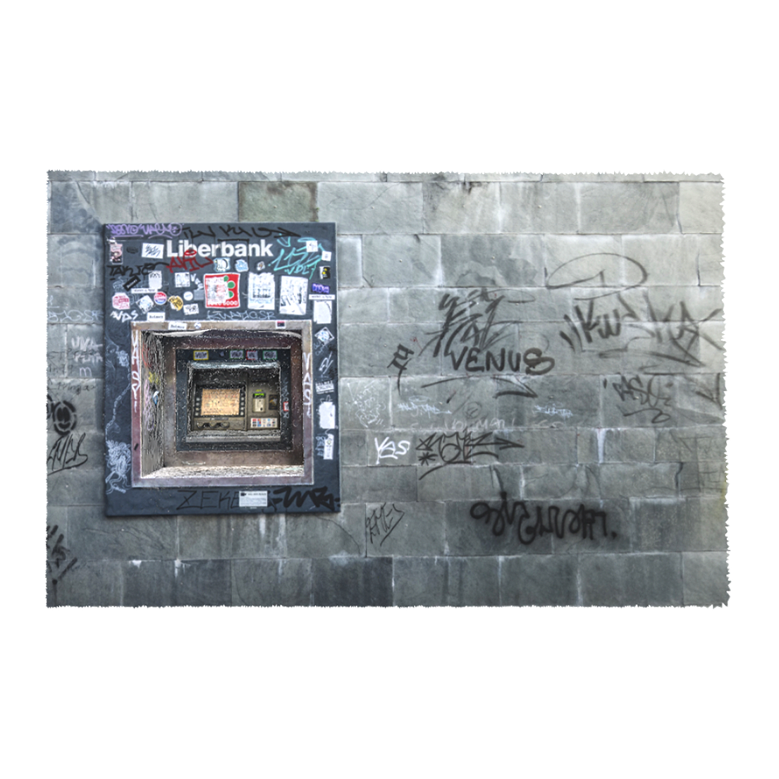 Old style ATM machine on the street (3D scanned street view)