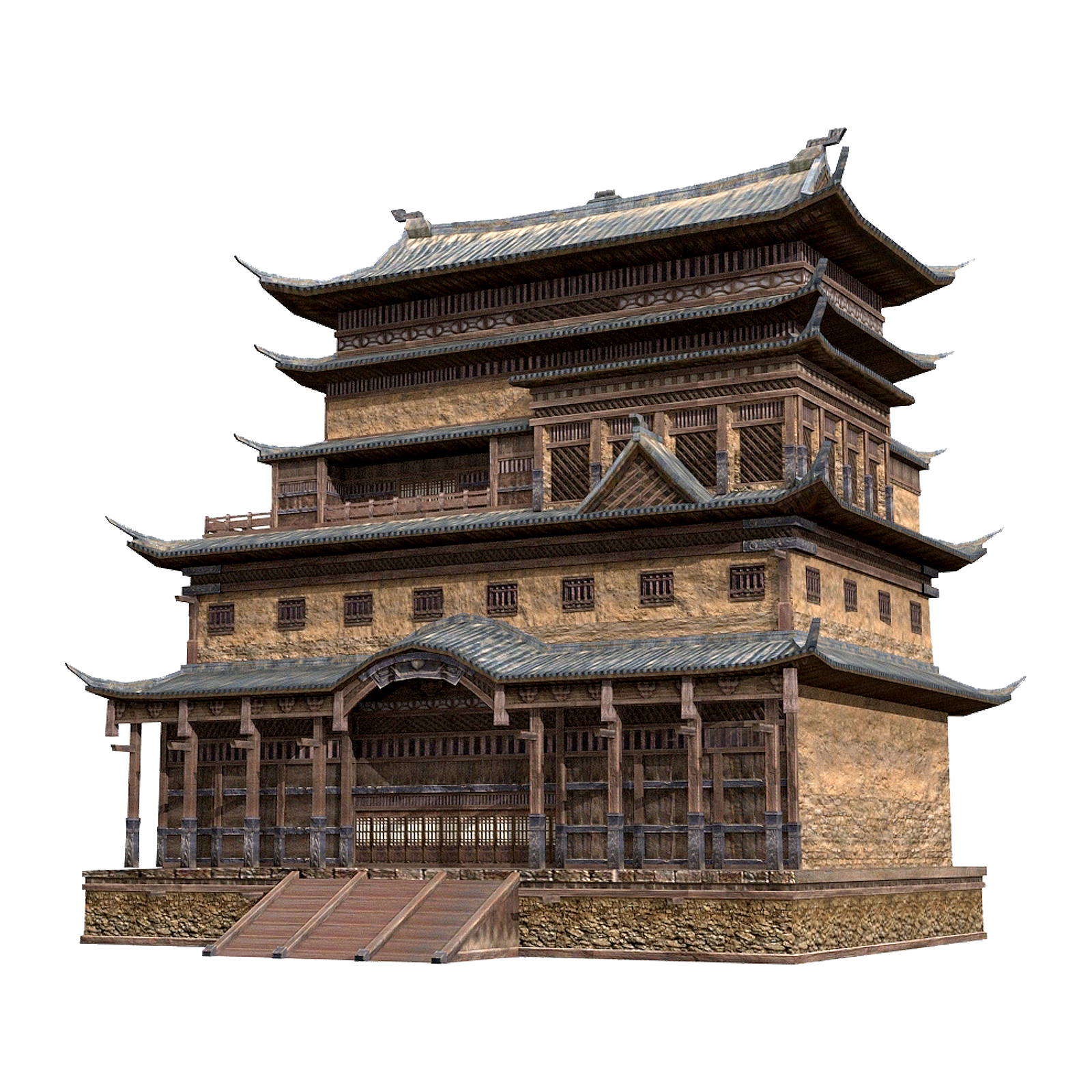 Chinese style multi story attic ancient architecture