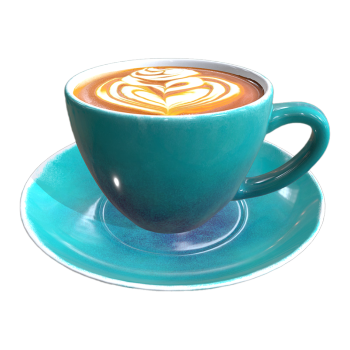 a cup of latte with a dish