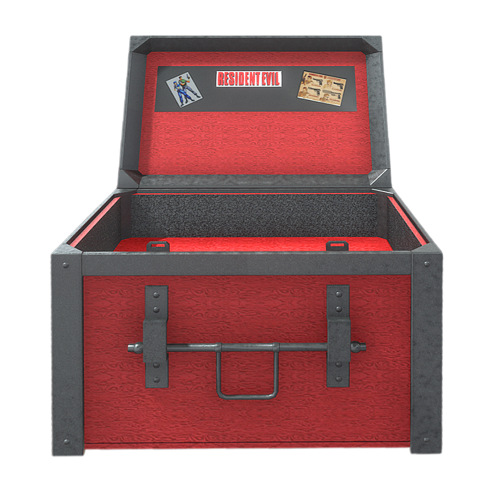 Old-fashioned red portable storage box
