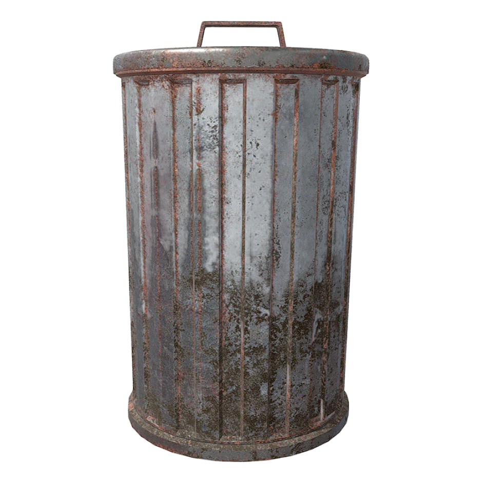 Street metal trash can with lid