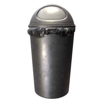 Black round lid trash can