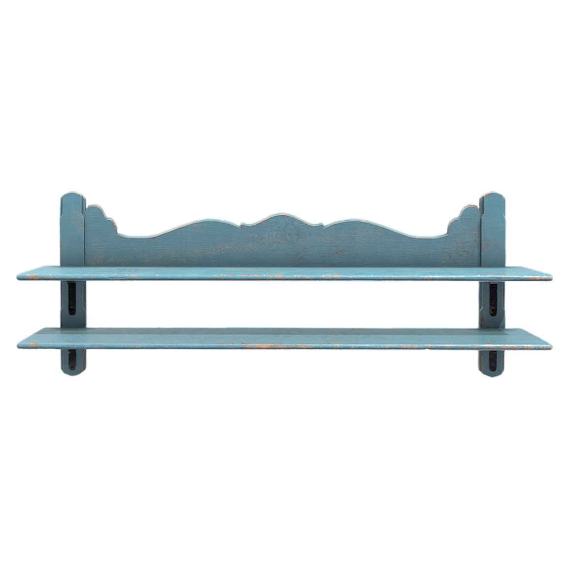 Classic Wind Blue Paint Solid Wood Double-Layer Storage Rack