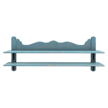 Classic Wind Blue Paint Solid Wood Double-Layer Storage Rack