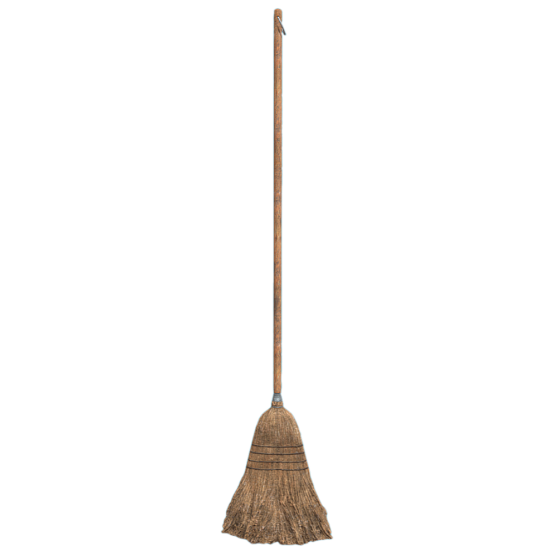 Old-fashioned log wooden handle wool broom