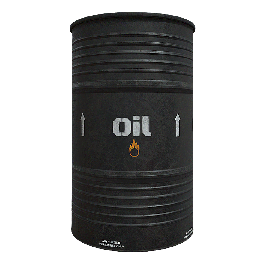 Black industrial oil drum