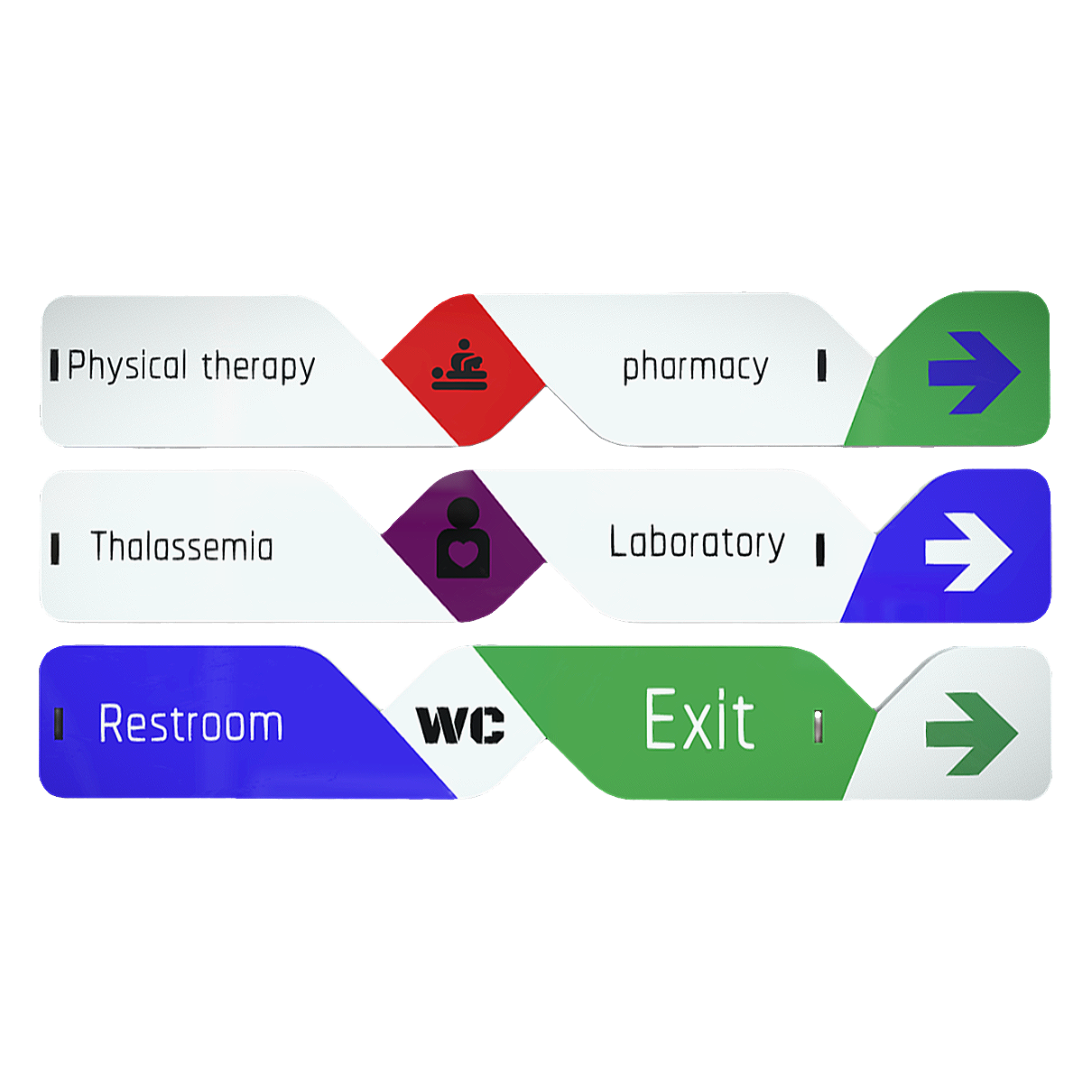 Hospital hanging road signs