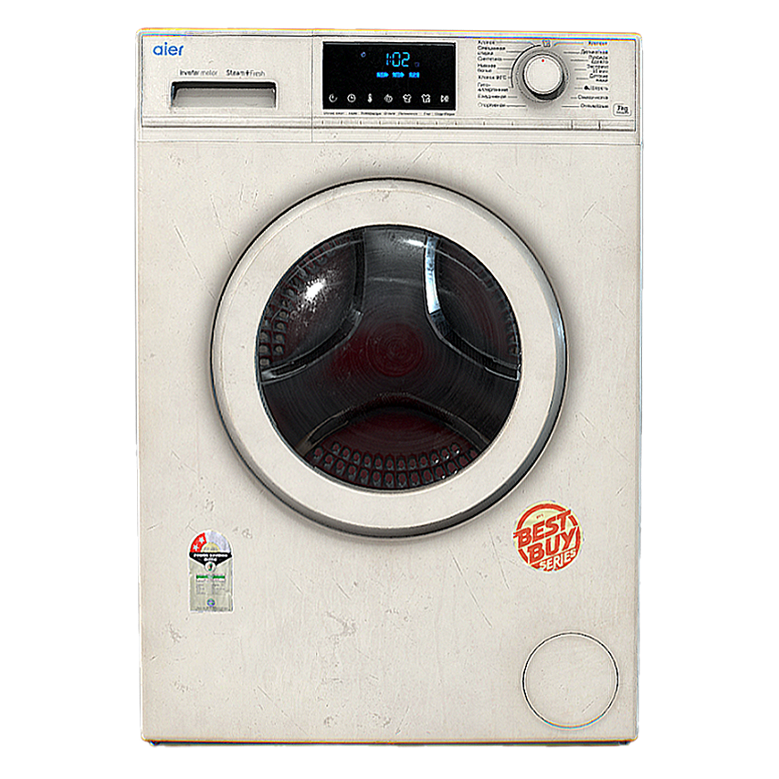 Old-fashioned white washing machine