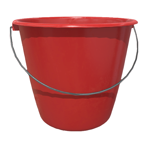 Red plastic pail