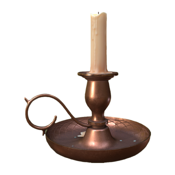 Candles with copper candlesticks