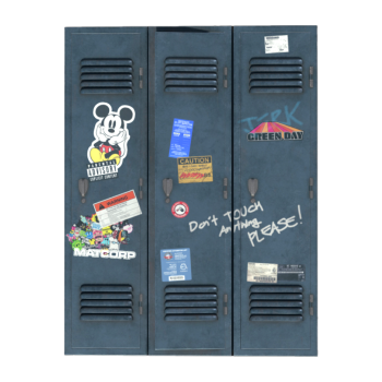 Three-compartment vertical metal storage cabinet