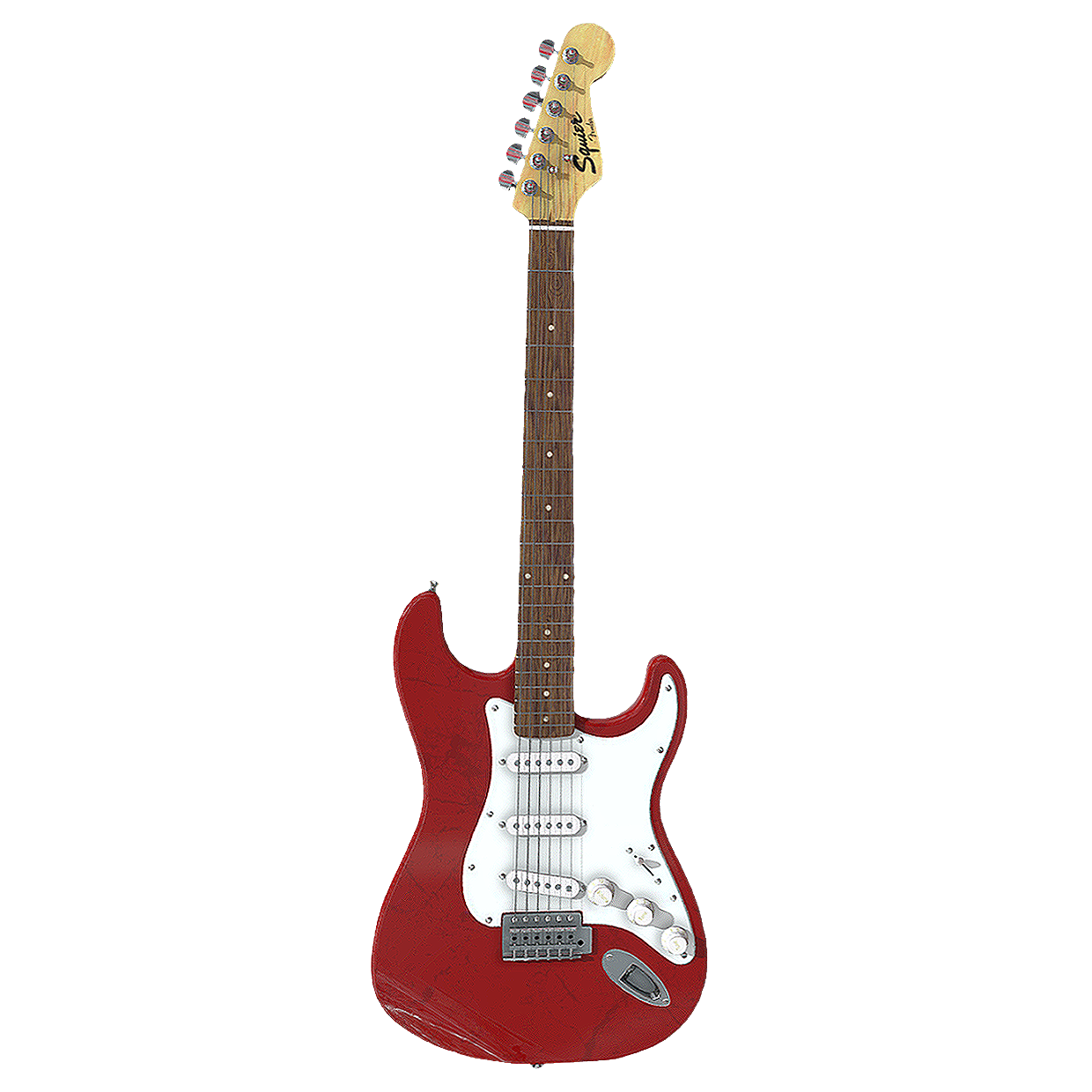 red and white electric guitar