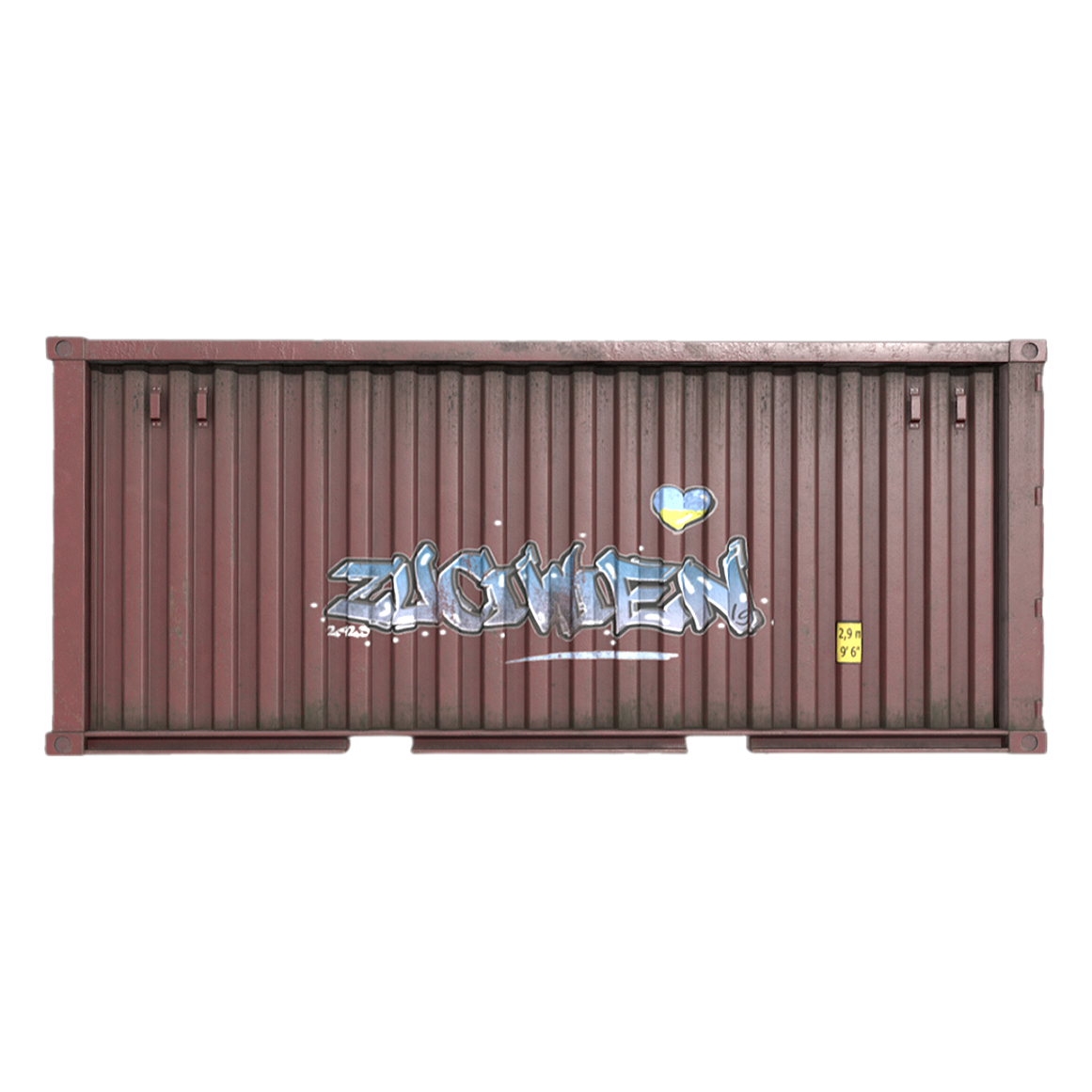 Shipping container with graffiti
