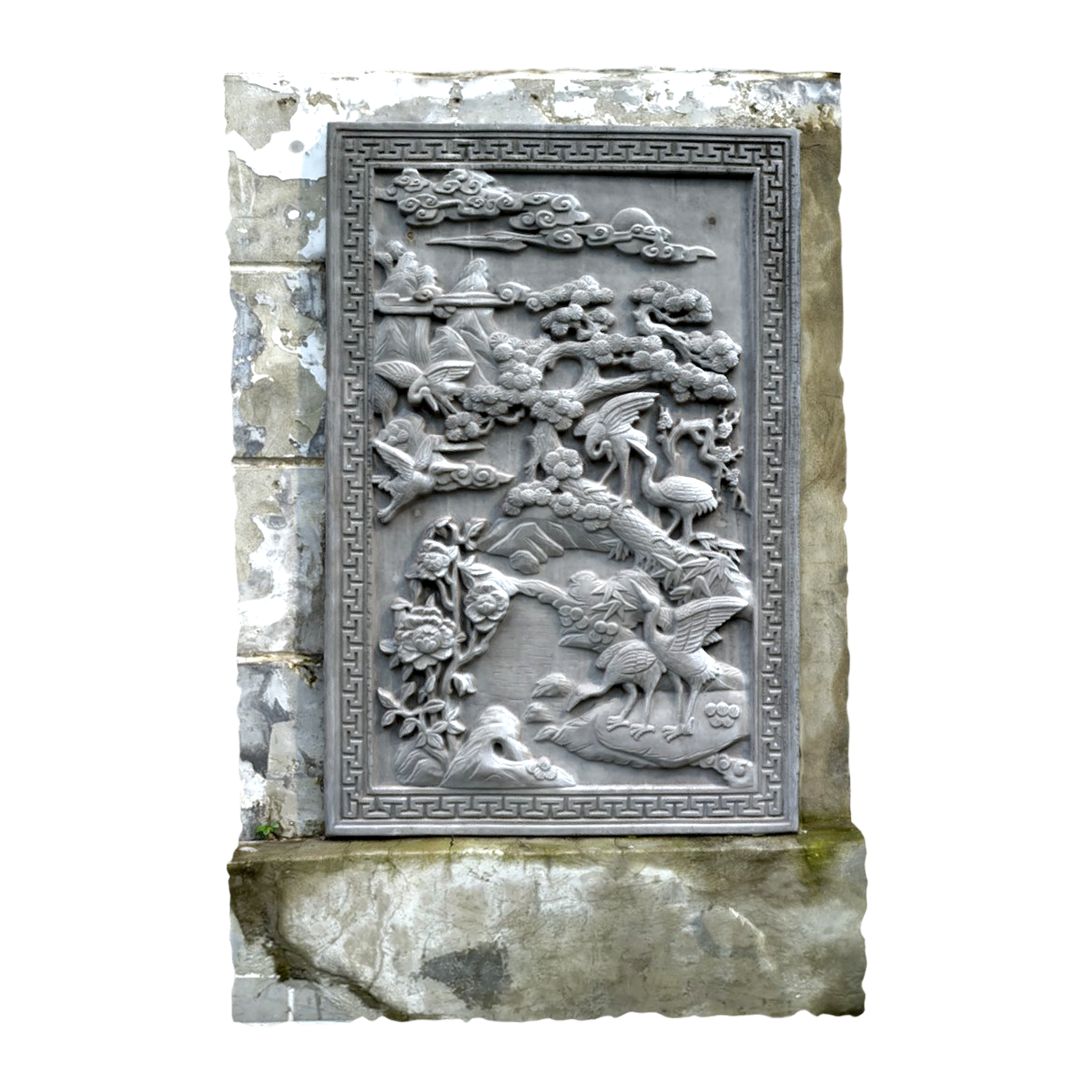 Crane relief in the forest