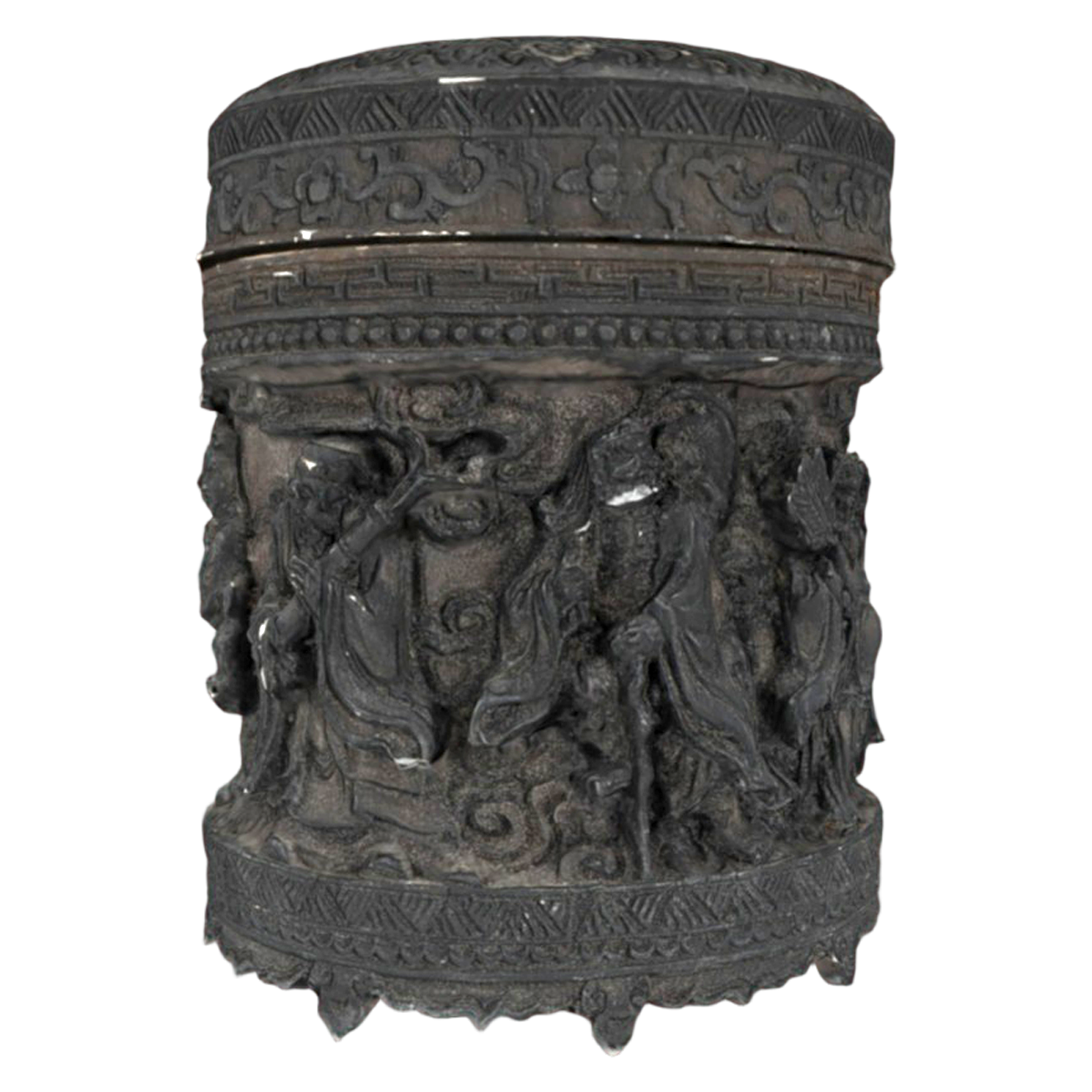 Carved jar with lid