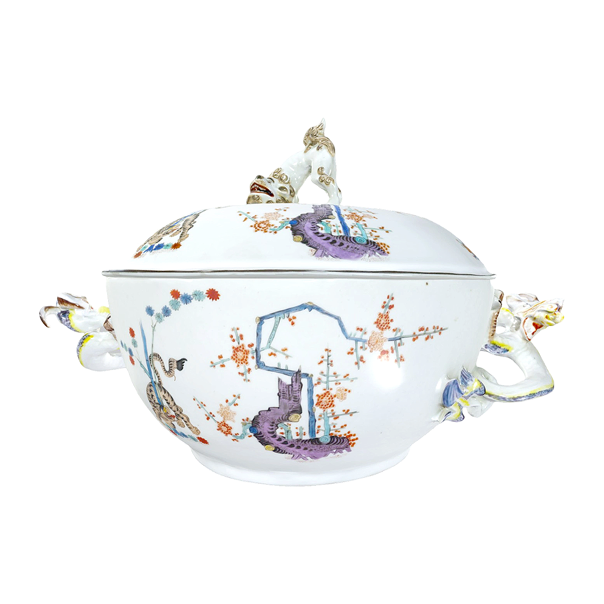 Eighteenth Century European Porcelain Golden Lion Soup Bowl Porcelain