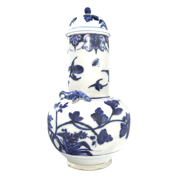 Eighteenth Century European Porcelain Blue and White Porcelain Cover Jar