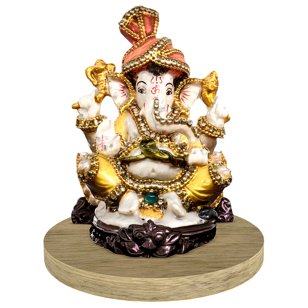 Gilded Stone Carving of Hindu Elephant Head God