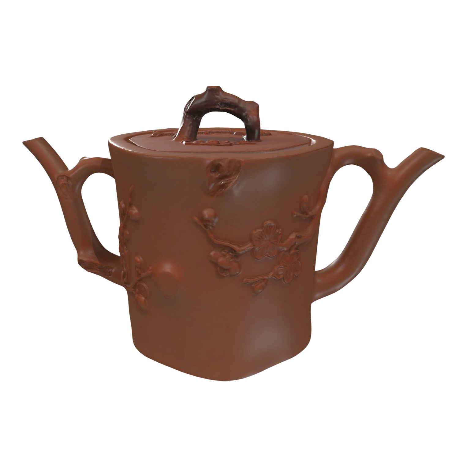 Yixing art plum branch purple sand pot