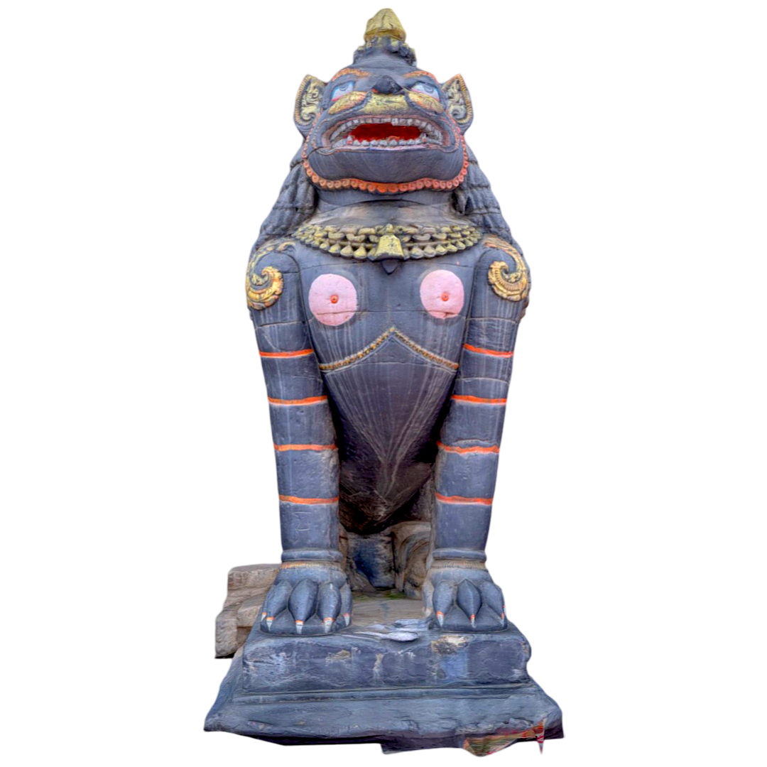 Kathmandu District Shin Var Statue Big House Black Lion