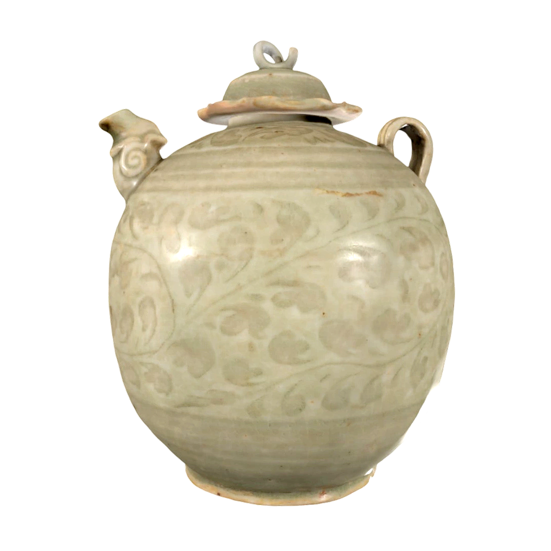 Vietnam's Li Dynasty Cultural Relics with Lid Celadon Pot