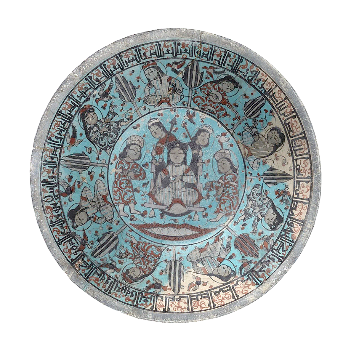 Iranian Minai Pottery Depicting Sitting King's Bowl